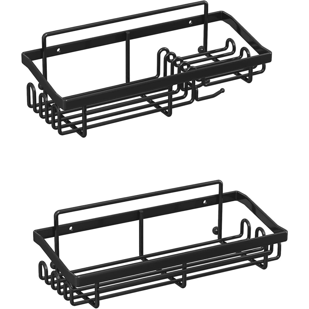 Kikidex (As Show, One Size) Bathroom Shelf - Drill-Free - 30128.9Cm, (Black) 2Pcs Black