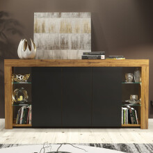 Eden Sideboard 164cm - Dark Oak & Black Matt Doors