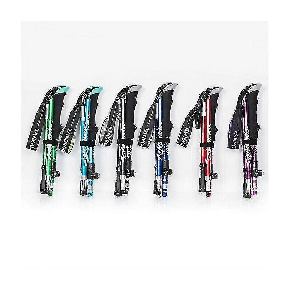 Kikidex (As Show, One Size) 5-Section Folding Trekking Poles Walking Stick Hiking Naturehike Antishock Red/Blue/Sky Blue