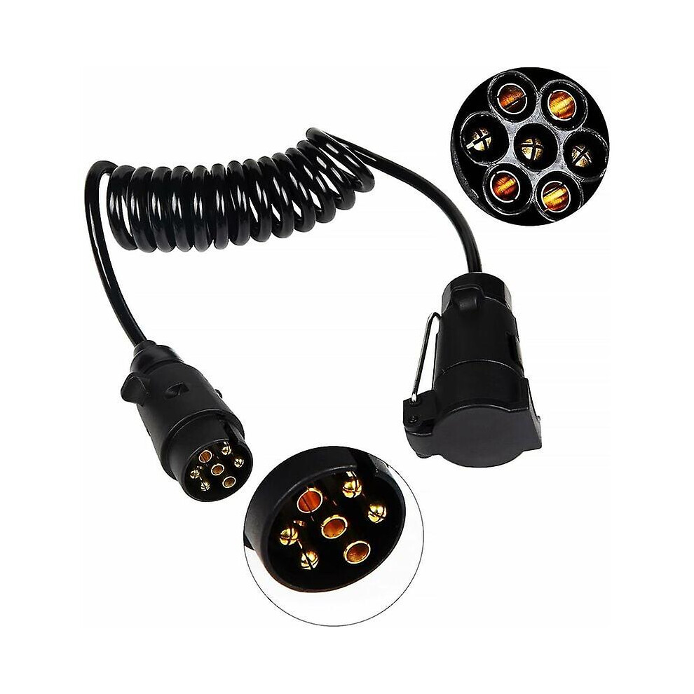 Kikidex (As Show, One Size) Extension Cables For Trailers 7-7Pin 2M Wiring Caravan Socket Spiral Extension Cable For Vehicles