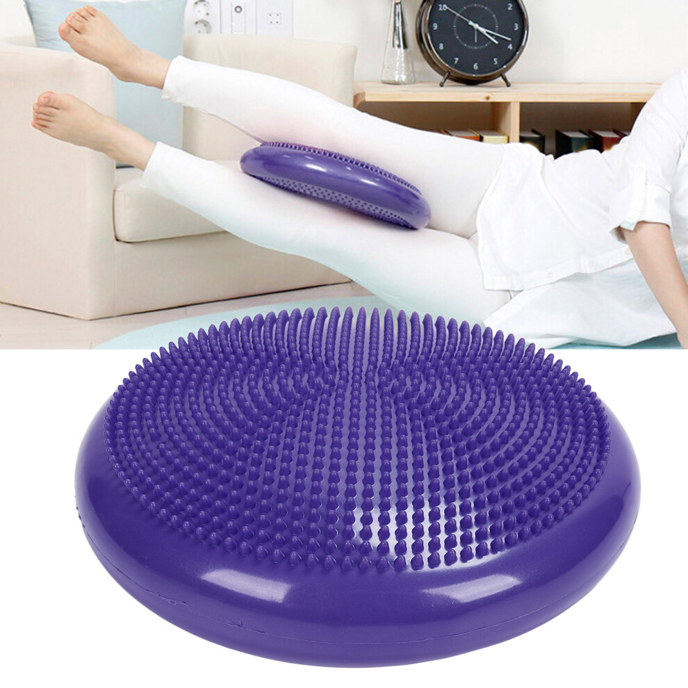 Purple Balance Disc Cushion Mat (25cm) with Massage Ball for Exercise & Yoga