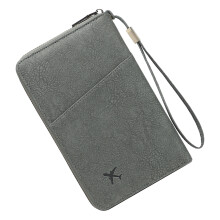 Waterproof Zippered Passport Organizer With Blocker and-Gray