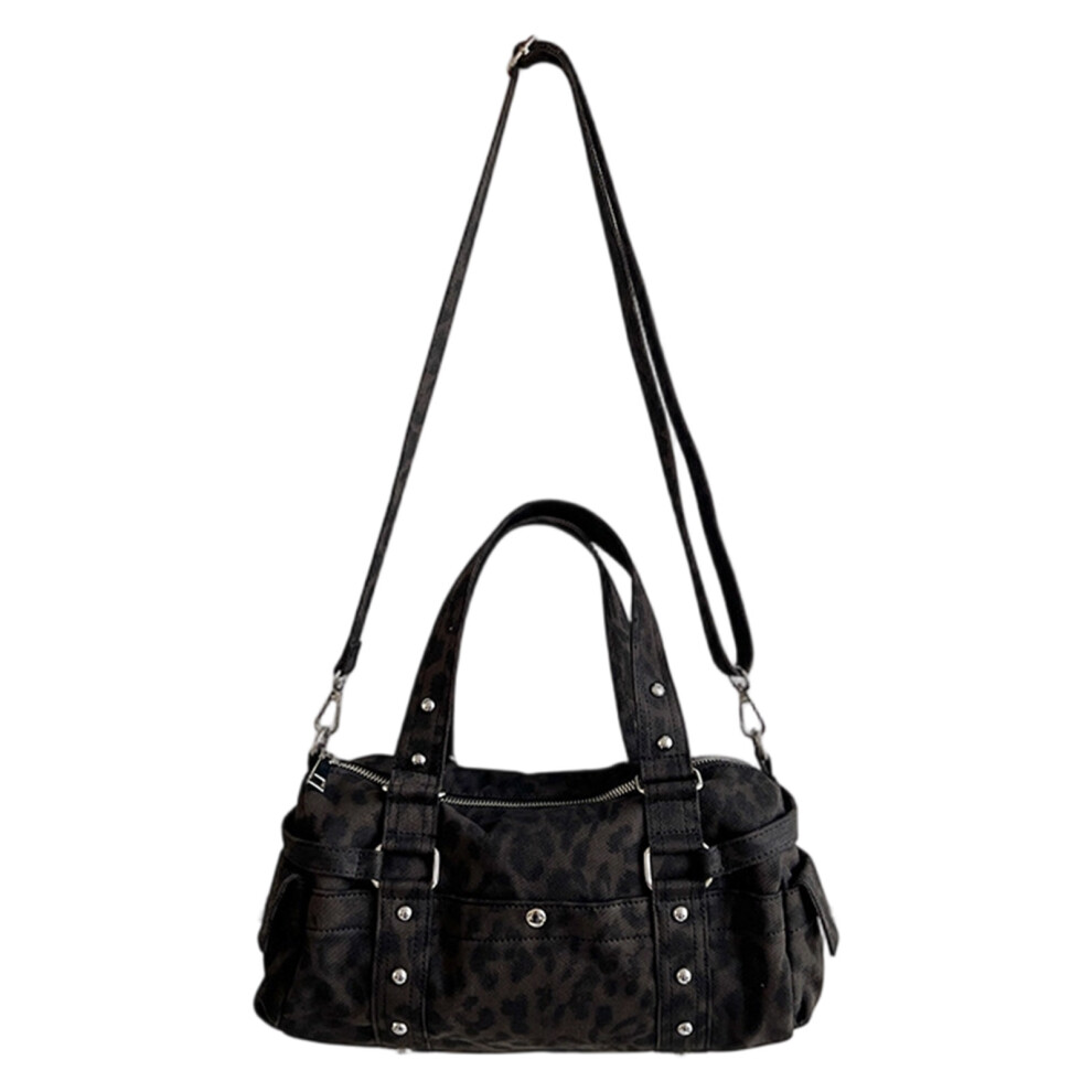 Black Leather Toted Purse Crossbody Bag Top Handle Satchel