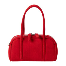 Elegant Korean Design Bowling Bag Convertible Suedes-Red