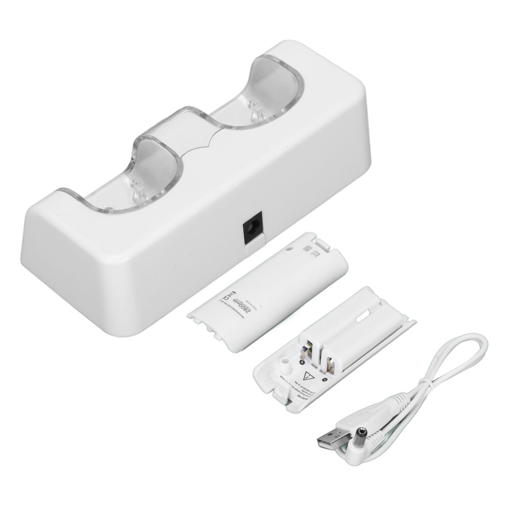 Space-Saving Dual Charger Dock for Wii - White Rechargeable
