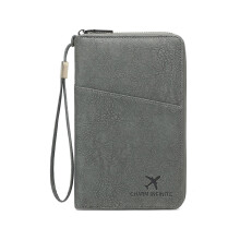 Rfids Passport Holder Travel Wallet for Women Men,Leather-Gray
