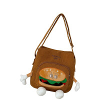 Cute Corduroy Crossbody Bag Large Capacity-Yellow brown