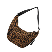 Delicate Leopard Design Shoulder Bag Breathable Fabric-brown
