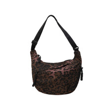 Crossbodytas met luipaardprint, riem met verstelbare-Koffie
