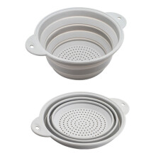 Folding Colander Drain Basket Set Fruit Vegetable-Light Grey L