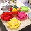 Folding Colander Drain Basket Set Fruit Vegetable-Light Grey L 7