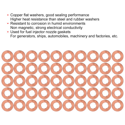 50Pcs Copper Washer Kit for Injector Nozzle Gasket, 15mm Outer 2