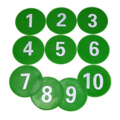 Numbered Floor Spots Markers Soccer Flat Sign Discs-Green