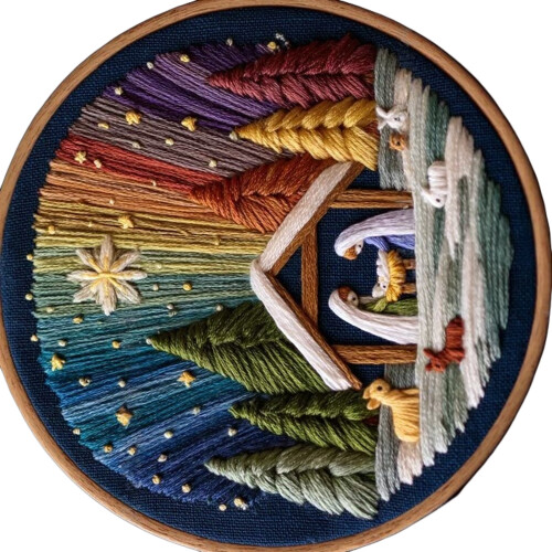 Ensemble d'artisanat de broderie de scène de la nativité,-B