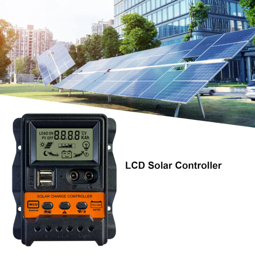 Contrôleur de Charge solaire PWM avec écran LCD, Double USB-10A 1