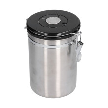 Barattolo per caffè in acciaio inossidabile da 1,8 L, altezza 19 cm, argento