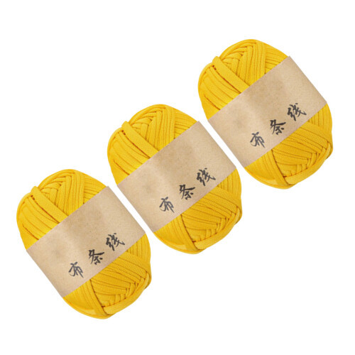 3 Rolls Elastic Braiding Thread Knitting Polyester-Light Yellow