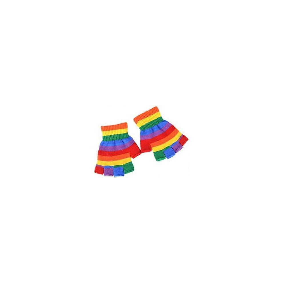 Kikidex (As Show, One Size) Kids Arm Warmers Gloves Girls Arm Gloves Striped And Rainbow