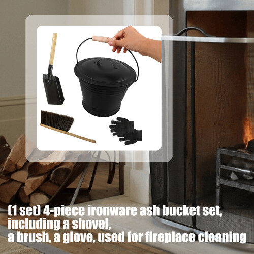 Galvanized Irons Fireplaces Tool Set Heat Resistant Bucket 2