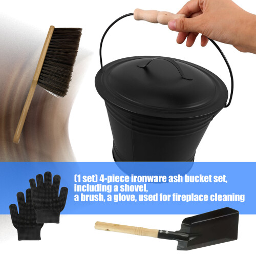 Galvanized Irons Fireplaces Tool Set Heat Resistant Bucket 1
