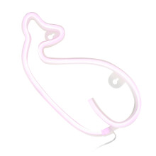 Pink Whale Neonzeichen Batteriebetrieben/USB betrieben 28x14cm Wandleuchte