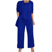 Women's three-piece outfit: long-sleeved cardigan,-Blue M