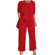 Women's three-piece outfit: long-sleeved cardigan,-Red XXL