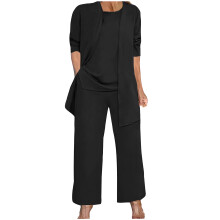Women's three-piece outfit: long-sleeved cardigan,-Black M