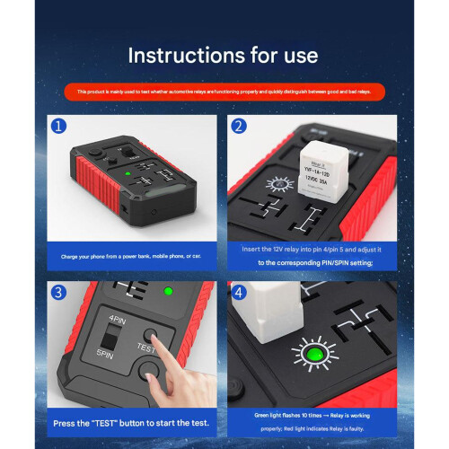 Lightweight Automotive Relays Diagnostic Kit Digital Readout 1