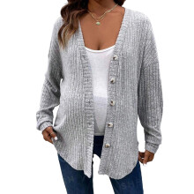 Oversized Drop Shoulder Pregnancy Blouse Front-Light Grey XL