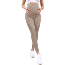 Flexible High Waist Pregnancy Leggings For Outdoor-Khaki L