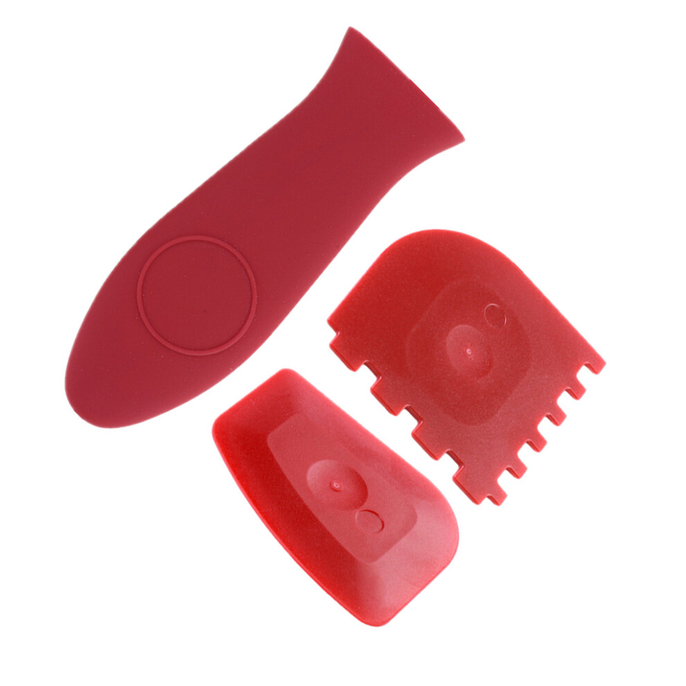 (red) 3 Pack Handle Protector Plastic Scraper Kitchen Tableware Replacement-image-OPC-PMRBSJZ-NEW