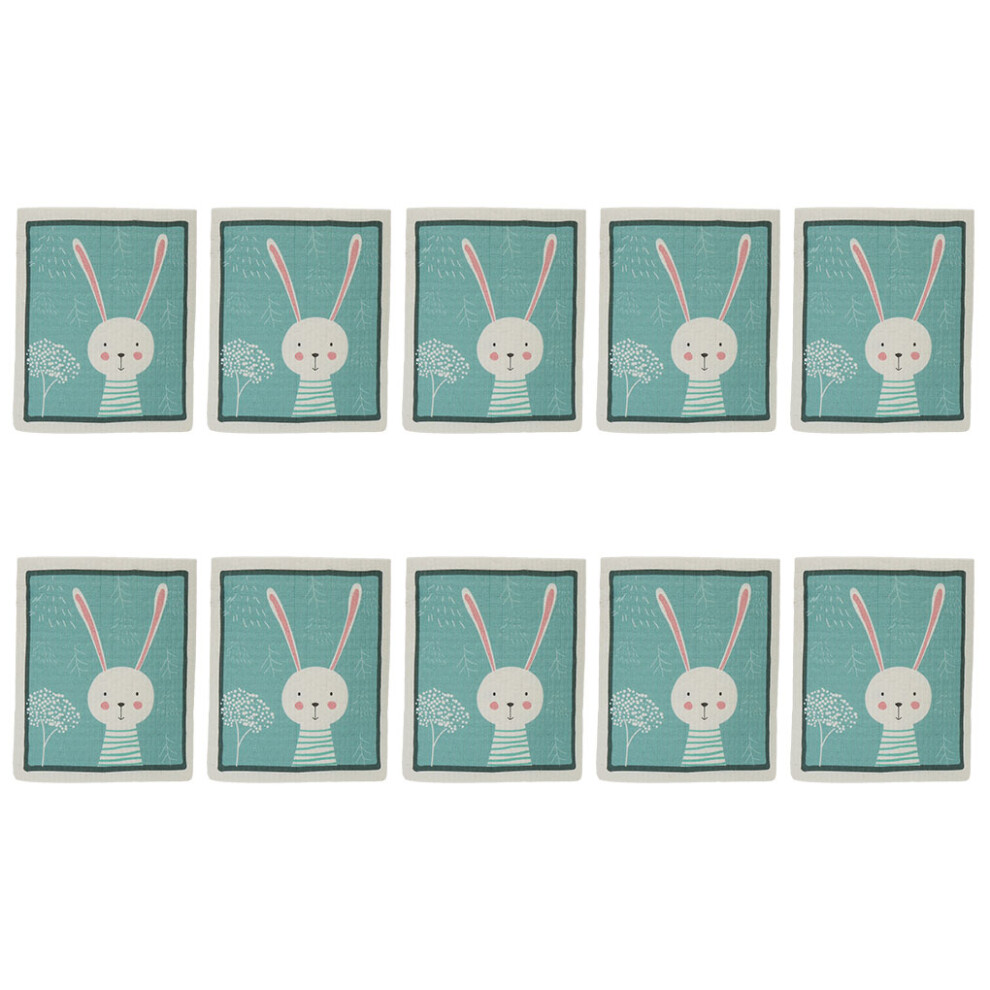 (Rabbit) Pack of 10 Dishcloth Cleaning Cloth Dining Tool High Efficiency Dish-image-OPC-PMRBSNW-NEW