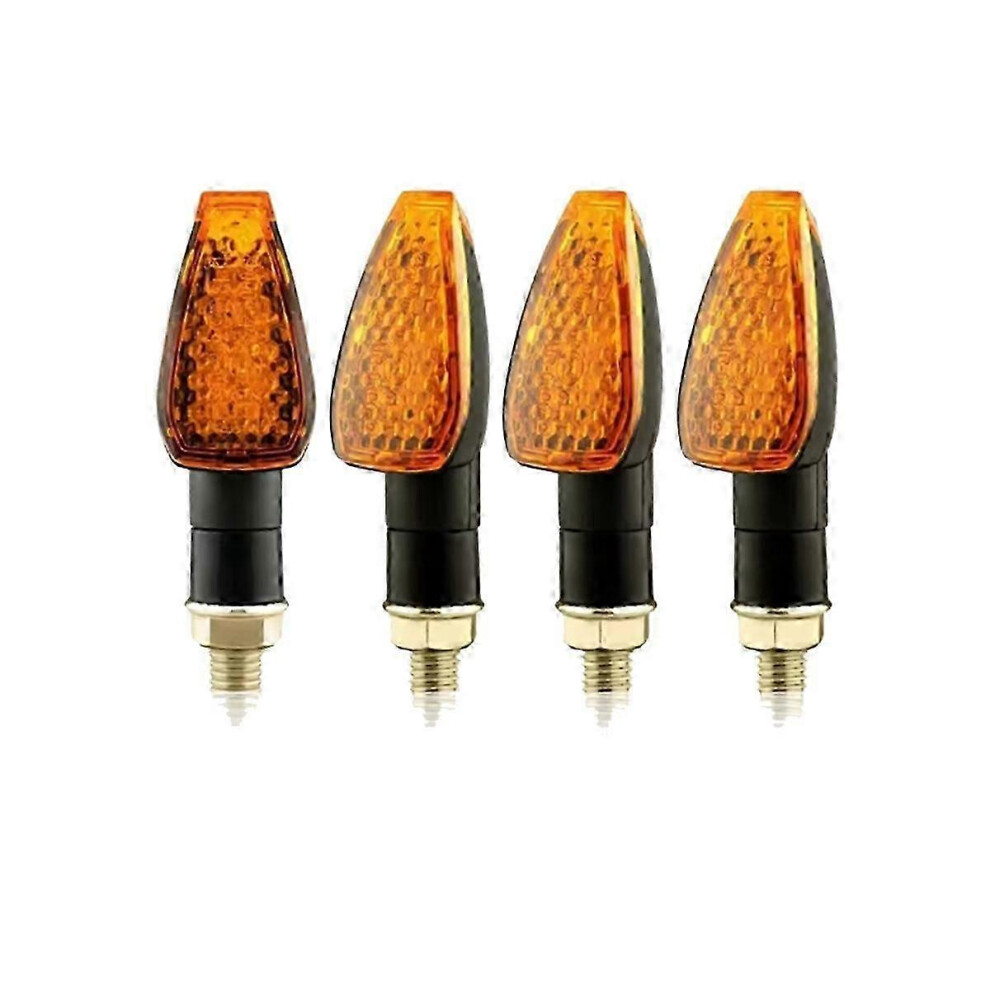 Kikidex (As Show, One Size) 4Pcs Motorcycle 12V/24V Turn Signal Light 14Led Indicator Light Amber Blinker Light Motorcycle Acces