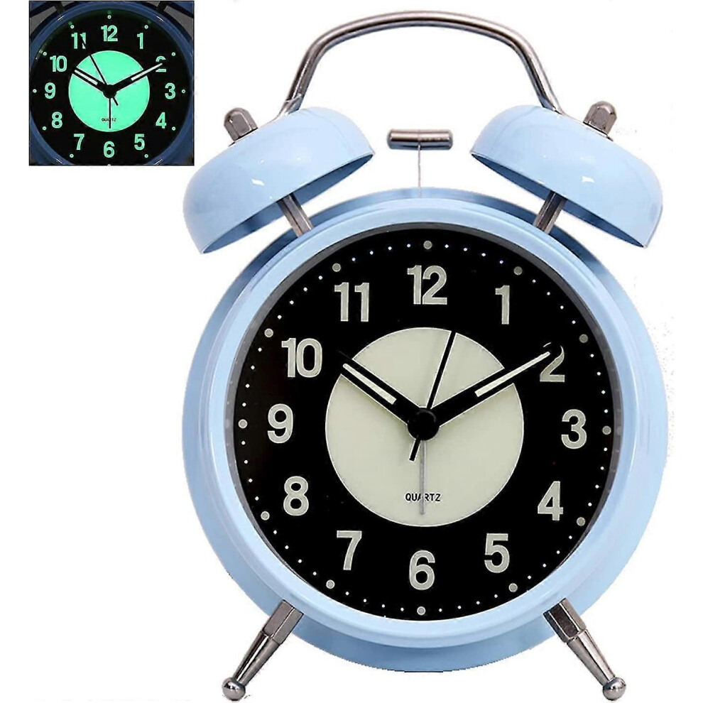 Kikidex (As Show, One Size) 4" Non-Ticking Lighted Alarm Clock Quartz Analog Dual Alarm Clock With Loud Alarm Clock And Night Lamp