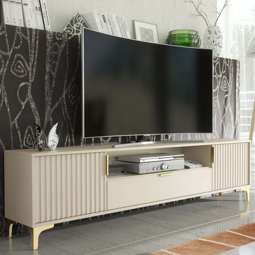Creative Furniture Tide Crest TV Unit - 200cm - Cream - Gold - Image 3