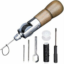 (As show, One size) 7Pcs/Set Leather Sewing Tools DIY Leather Hand Stitching Tool Kit (173mm)