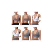 (Multicolor, S) Women's Solid Criss Cross Backless Padded Sports Bra, Pickleball & Tennis Clothes, Adjustable Strap Sports Bra, Ladies Sportswear for