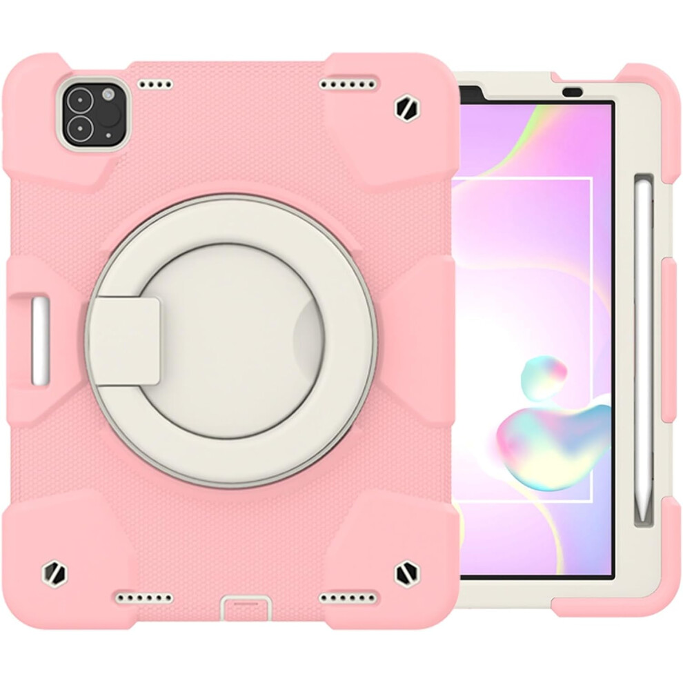 Rugged Case For Ipad Mini 6 - Heavy Duty Cover With 360 Rotating Kickstand, Hand Grip & Adjustable Shoulder Strap Pink 5906792644277