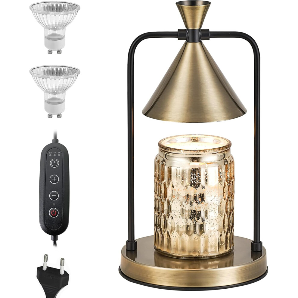 Electric Candle Warmer Lamp - Dimmable Fragrance Melter With Timer For Home Decor Aromatherapy & Scented Wax Gold