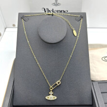(Golden pin necklace) Saturn pearl necklace for women, brooch, three-dimensional planet neck chain, sweater chain, collarbone chain