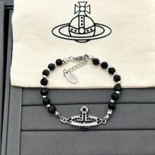 (Black glass bracelet) Saturn pearl necklace for women, brooch, three-dimensional planet neck chain, sweater chain, collarbone chain