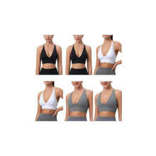 (Multicolor2, S) Women's Solid Criss Cross Backless Padded Sports Bra, Pickleball & Tennis Clothes, Adjustable Strap Sports Bra, Ladies Sportswear for