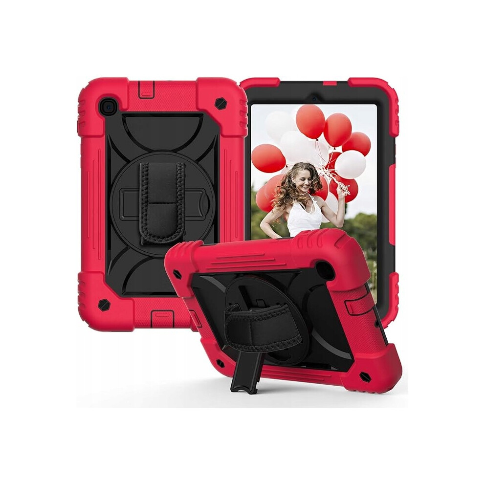 Case For Samsung Galaxy Tab A8 - Shockproof Cover With 360 Rotating Kickstand, Hand Strap For Tab A8 10.5 2022 Sm-X200/X205 Red 5902362801019