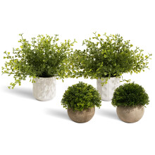 Plantes Artificielles 4 Pièces en Pots Décorations d'Intérieur Feuilles Réalistes