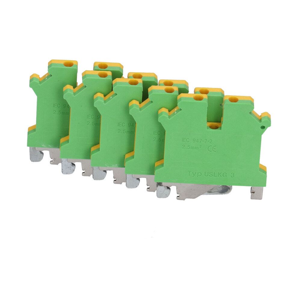 50Pcs Pure Copper Grounding Terminal Block 2 Channels Yellow Green Typ Uslkg-3 6941358027001