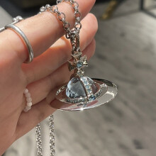 (Style 10) Western Saturn High Version large and medium-sized Saturn full series necklace for women 10MM bead collarbone chain