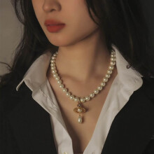 (Style 32) Western Saturn High Version large and medium-sized Saturn full series necklace for women 10MM bead collarbone chain