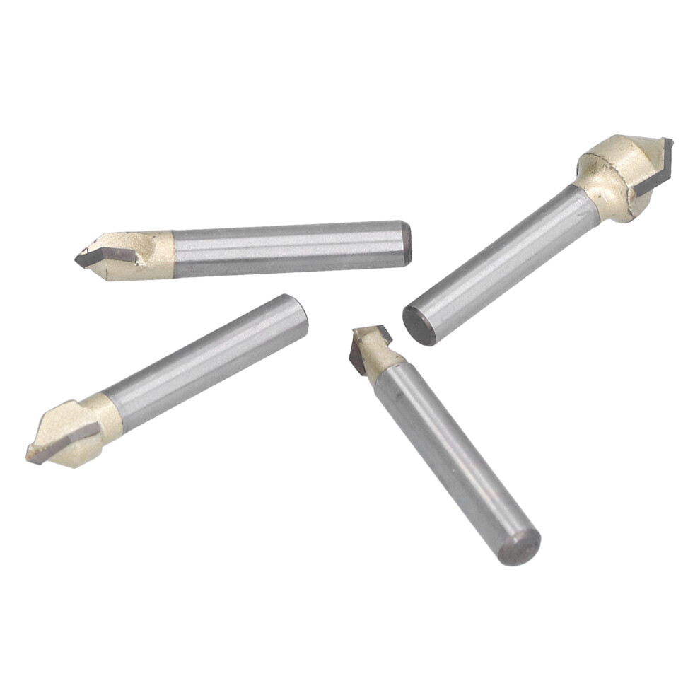4Pcs V Groove Router Bit Set 90 1/4ââ1/2â Cutting Diameter