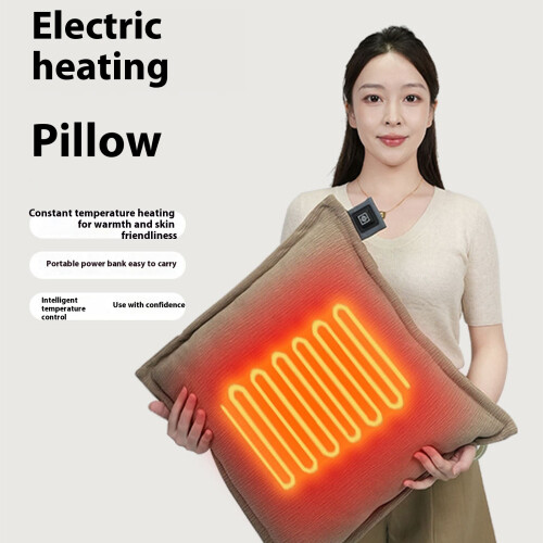 Practical Heating Pillow 42cm Soft Velvet-Almond color 1